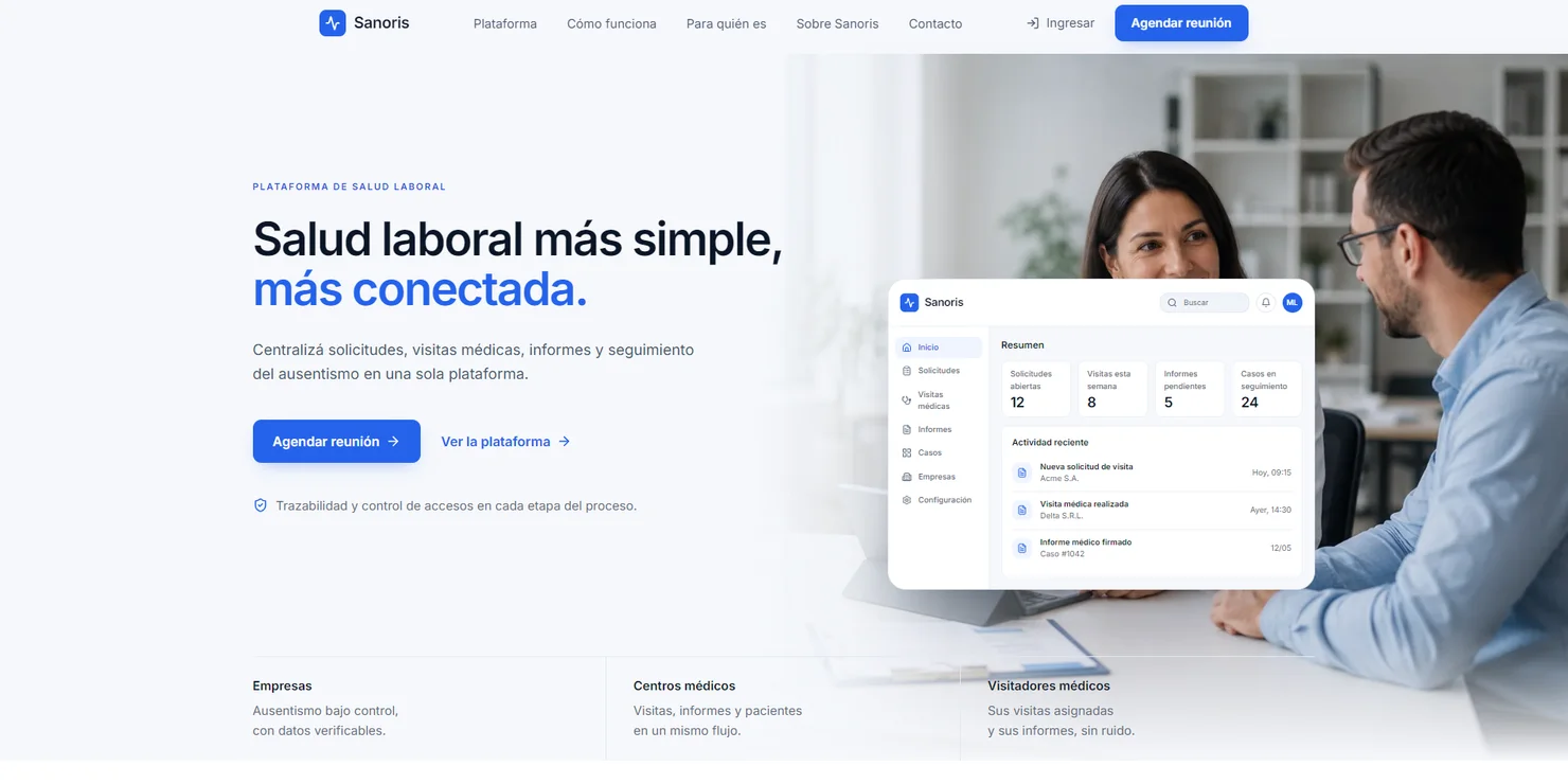 Sanoris — Salud laboral, de la solicitud al informe firmado